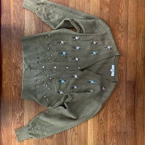 Green cardigan —great condition